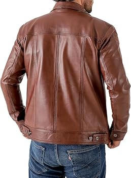 Buy ORVIX Leather Trucker Style Men's Jacket, Premium Brown