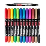 ZEYAR Twin Tip Permanent Markers, CD/DVD Markers, 12 Color, Ultra Fine Point and Fine Point for...
