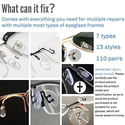Eyeglass Nose Pads Eyeglass Repair Kits With Screwdriver For Glasses Sunglasses 220 Pcs 110 Pairs Upgrade Version Soft Comfortable #TOP1