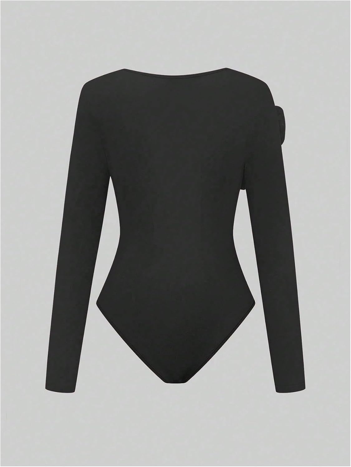 OYOANGLE Women's 3D Floral Long Sleeve Bodysuit Top Crew Neck Slimming Going Out Body Suits