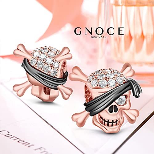 Image of GNOCE Skull Pendant Charm Silver Dangle Charms Bead fit Bracelet /Necklace Jewelry Gift for Women Men