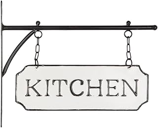 Foreside Home & Garden White and Black Enamel Kitchen Wall Sign on Metal Hanger