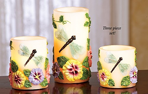 Dragonfly Flickering Flameless Candles - Set of 3