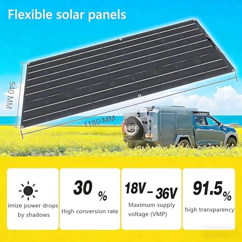 1000W Flexible Solar Panel Kit 2 * 500 Watt Solar Panel with Charge Controller Monocrystalline Solar Panels Photovoltaic Module for RV Boat Cabin Camping Tent Off Grid Battery Charging