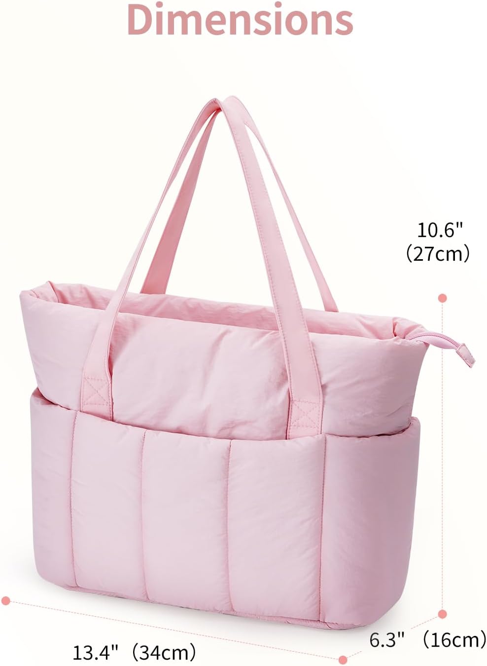 Narwey Puffer Tote Bag for Women Girl, Puffy Work Tote Bags for Nurse Teacher, Quilted Shoulder Bag Handbag for Travel Gym