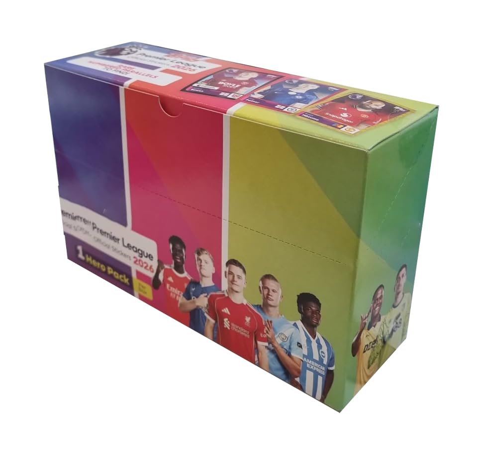Fußball Sticker England 2025/2026 – 100er Display | 100 Packs à 6 Sticker | inkl. Glitzersticker + Hero Pack