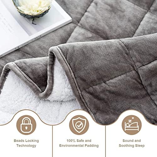 Weighted Blankets For Adults Double Sided Plush Velvet Front With Super Luxury Soft Plush Sherpa Fleece Reverse Heavy Beds Blankets Relieve Anxiety Deep Sleeping Aids Calm Stress Relief Autism Double