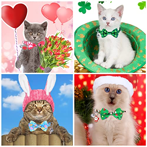 Kacctyen 18 Pcs Holiday Cat Collars With Removable Bow Tie And Bell Independence Day Collar Cute Cat Buckle Breakaway Collar Safety Dog Collar Bowtie Girl Boy Kitten Puppy Pet, Kitty Collar (Small) #TOP6