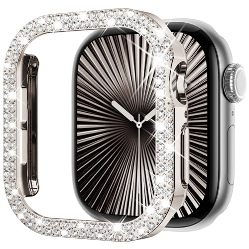Coque Apple Watch 44mm KADES scintillante en PC double diamant pour iWatch Series 6 5 4 SE