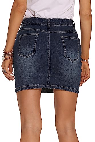 Guanyy Women's Stretch Denim Mini Skirt - Slim Fit & Stylish (Dark Blue, X-Large) #TOP3