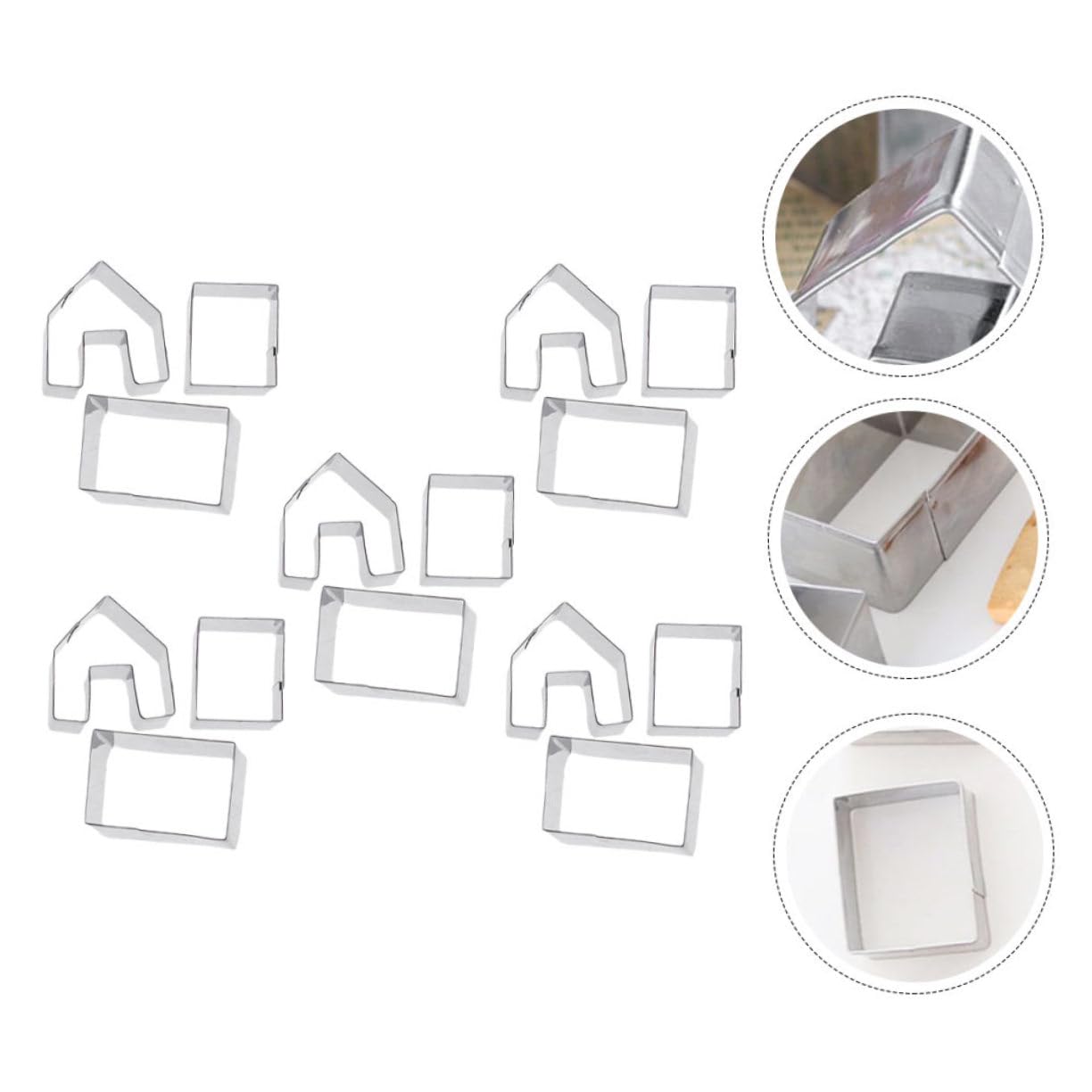 Lot De 5 Sets De Emporte-pièces Mini Maison En Pain D'épices En Acier Inoxydable, Coupe-pâtisserie De Noël, Petits Moules Pour Biscuits, Pâtisserie Et Décoration Festive