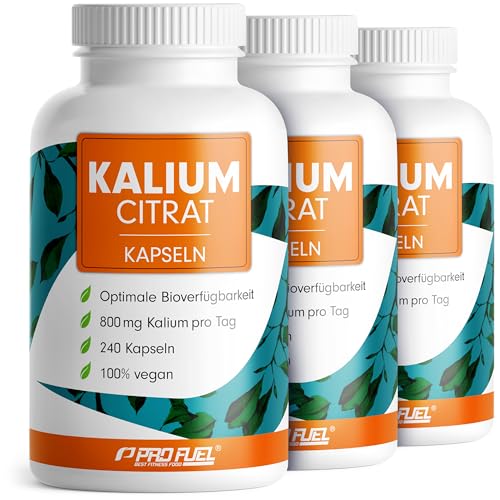 Kalium Kapseln 720x - optimal hochdosiert: 2240 mg Kaliumcitrat pro Tag, davon 800 mg elementares Kalium (Potassium) - hohe Bioverfügbarkeit - laborgeprüft mit Zertifikat - Vorrat für 360 Tage