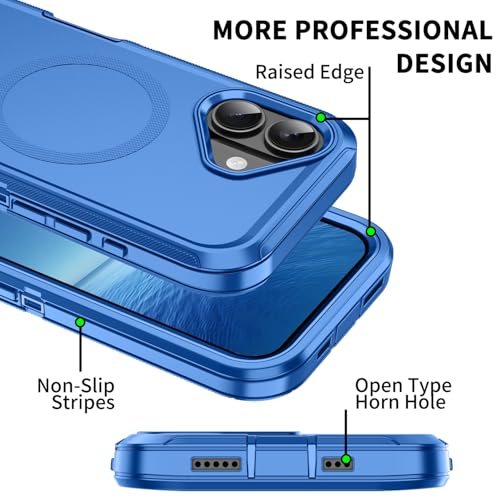 Mieziba for iPhone 17 Case,[Compatible with MagSafe][Military Grade Shockproof] 3-Layer Heavy Duty Protection Cover Case for iPhone 17 6.3",Sea Blue by Mieziba - Image 5