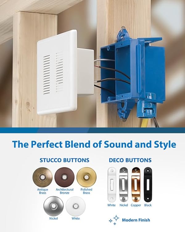 PrimeChime Plus 2 Electric Doorbell Kit - Doorbells for Home - Includes Selectable Ring Chimes - Stucco Button, Architectural Bronze - NICOR Lighting by Nicor - Image 4