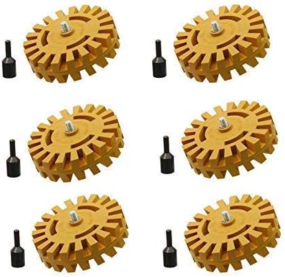 Pinstripe Removal Tool Adhesive Remover Decal Removal Rubber Eraser Wheel - 6 Pack