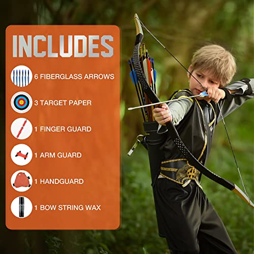 Kainokai 43" Little Dragon Bow - Youthbow Set Traditional Recurve Bow And Arrow For Teens And Kids,Archery Horse Bow Longbow - Beginner Bows 14Lbs (Little Red Dragon) #TOP5
