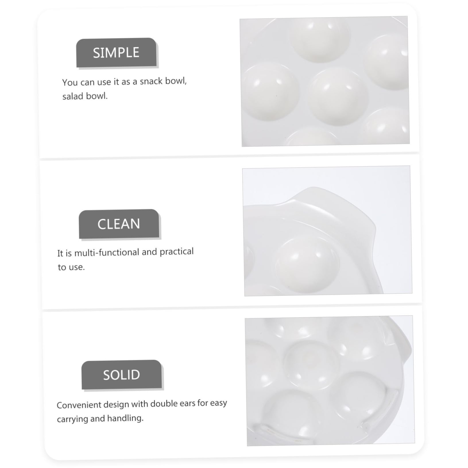 ERINGOGO Plato para Caracoles con Doble Oreja 18 Cm Cerámica Resistente a Altas Temperaturas para Hornear Mariscos y Aperitivos en Reuniones Familiares 4 Piezas