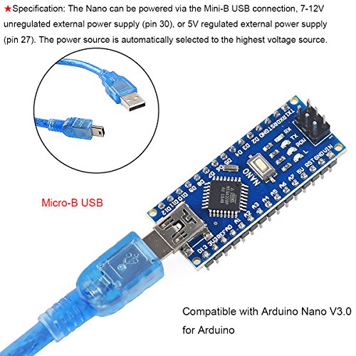 2pcs Na no V3.0,ATmega328P Microcontroller Board,Na no Board CH340G Chip 5V 16MHz with 2pcs 245mm USB Cable, Compatible with Arduino Na no V3.0 for Arduino