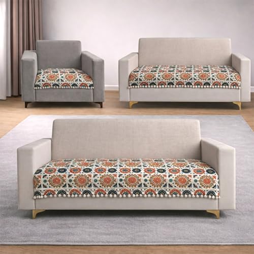 Image of Homerz Premium Printed Quilted Velvet Sofa Slip Cover Protector with Tassels, Sofa Mat, Exact Size, Antislip Cover (Mosaic, 6 (3+2+1) Seater, Half)