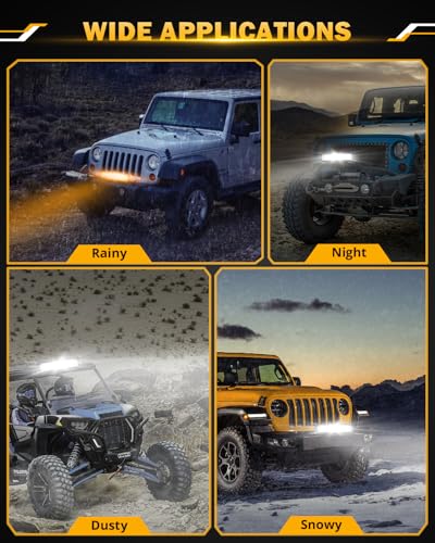 Image of Auxbeam 12 Inch LED Light Bar, 6 Modes Strobe Amber Pod Lights Yellow Fog Light Dual Color Spot Flood Offroad Driving Lights, Memory Function LED Work Lights for Truck Car ATV