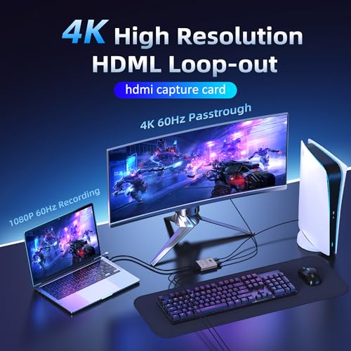 Image of 4K HDMI Video Capture Card for Nintendo Switch 2, PS5, Xbox, PC,Streaming- USB 3.0 Game Capture Device with 2K 30fps, Compatible with Broadcasting, Mobile Cameras & More
