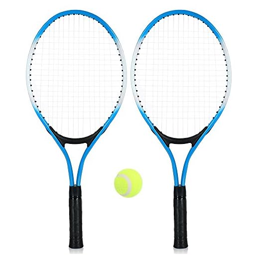 mingzhe 2 raquetes de tênis infantil raquete de tênis de corda com 1 bola de tênis e bolsa de capa