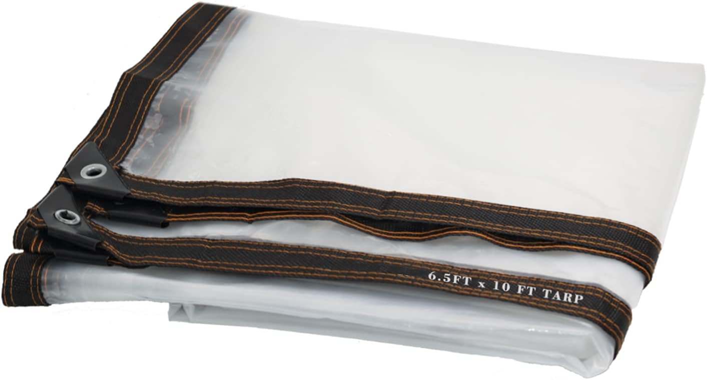 WOWLED 2m x 3m Clear Tarp 6.5ft×10ft Waterproof Clear Plastic Tarp 10