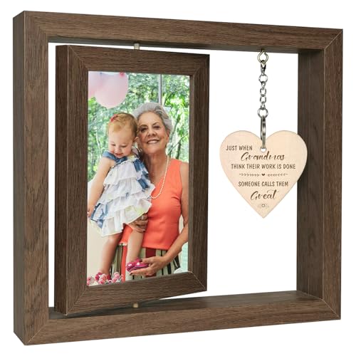EYITUPC Rotating Wooden Great Grandma Picture Frame for Two 4x6 Photos