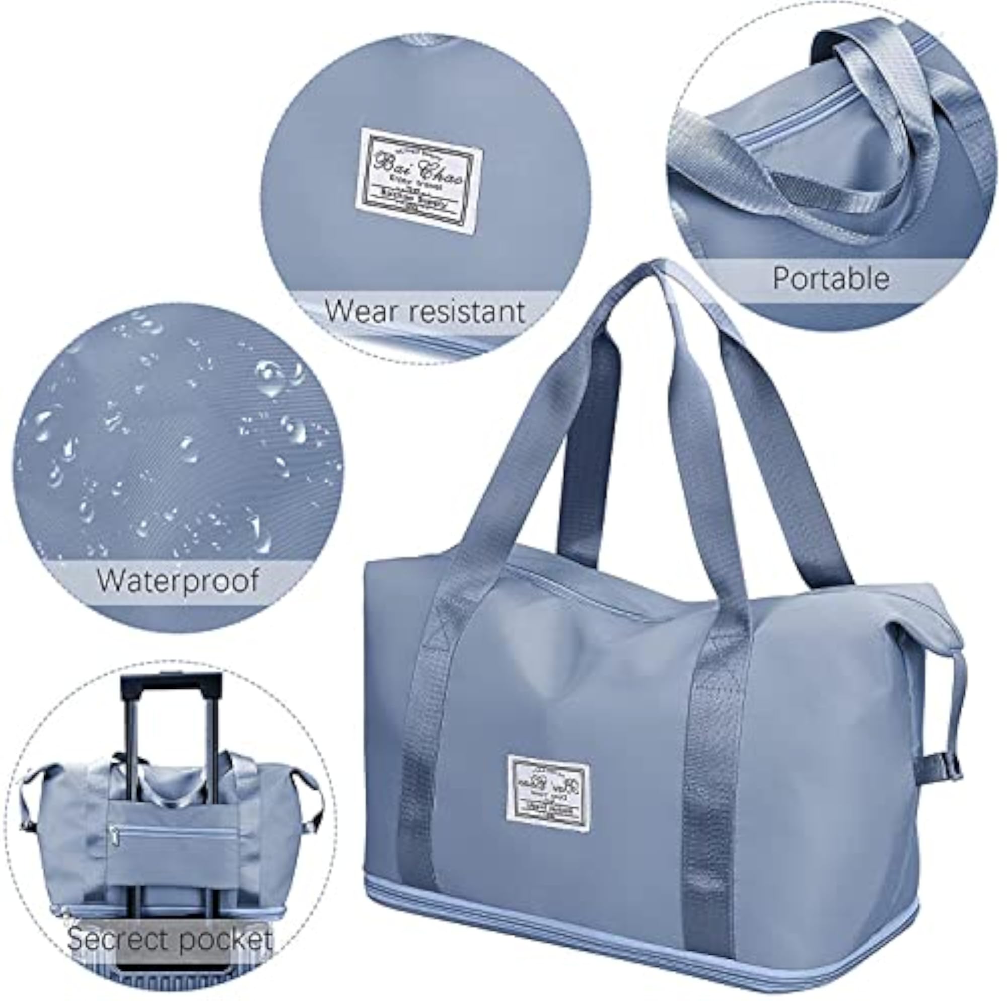 Nylon Imported Travel Tote Duffle Bag, Lightweight & Waterproof