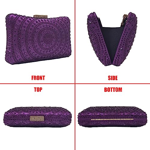 Image of Crystal Box Clutch Rhinestone Handbags For Women Party Purse Wedding Evening Bag