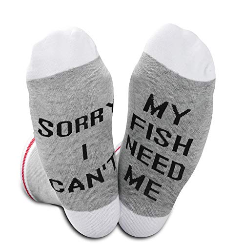 Calcetines para pescador con motivos de peces divertidos y frase original de humor
