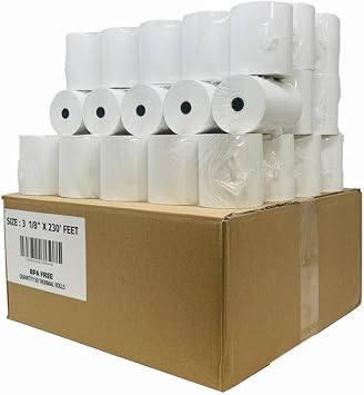 50 Rolls BPA FREE Nayelish Thermal Paper - 3-1/8 x 230 Feet CT-S300 46 GSM