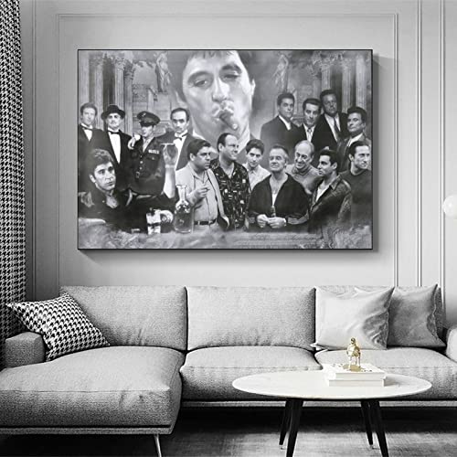 Qtaii Scarface Goodfellas Godfather Sopranos Poster Decorative Painting Canvas Wall Art Living Room Posters Bedroom Painting 16X24Inch(40X60Cm) #TOP2