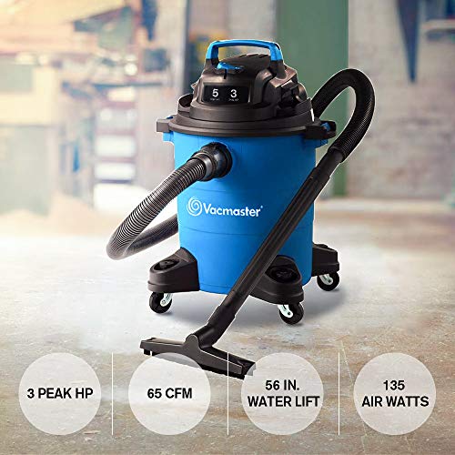 Vacmaster 3 Peak Hp 5 Gallon Shop Vauum With Hepa Filter Powerful Suction Wet Dry Vacuum Cleaner With Blower Function 1-1/4 Inch Hose 10Ft Power Cord #TOP3