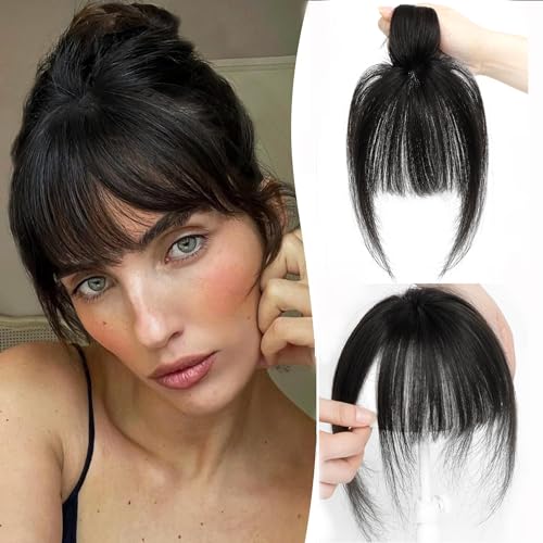 Frange à clipser en cheveux naturels premium 360° pour un volume invisible noir