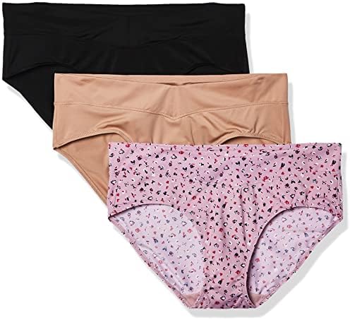 Warner's womens Blissful Benefits No Muffin Top 3 Pack Hipster Panties, Mauve Shadows Pop Toasted Almond Black, Medium US