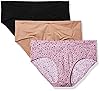 Warners Womens Blissful Benefits No Muffin Top 3 Pack Hipster Panties, Mauve Shadows Pop/Toasted Almond/Black, Medium
