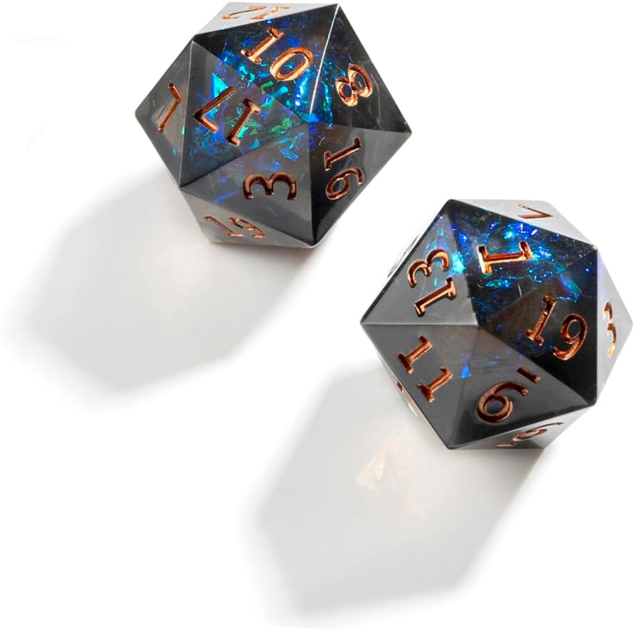 2PCS Polyhedral Dice D20 Dice 22mm Resin 20 Sided Dice Game Dice for RPG MTG DND Dice Table Games (Black Green)