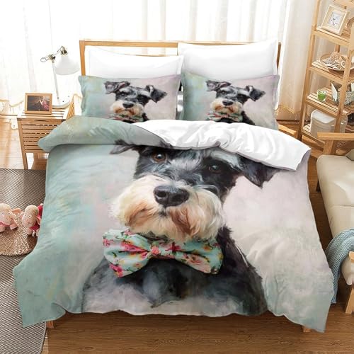 Parure de lit 135x200cm Schnauzer housse de couette imprimée microfibre - 3