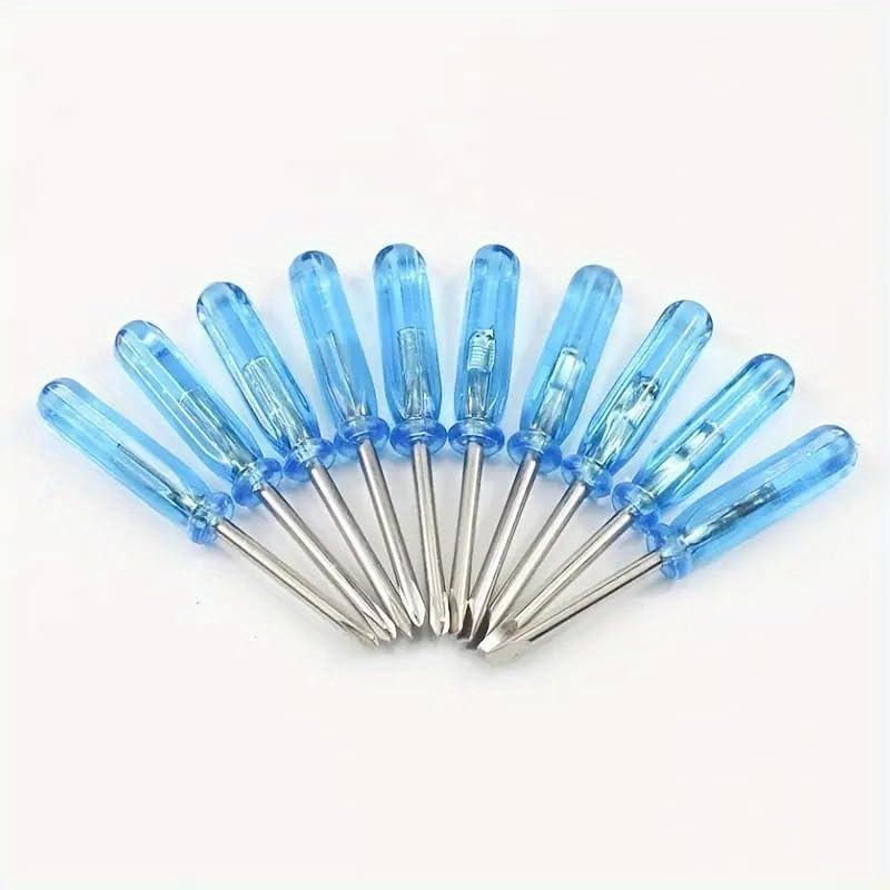 10pcs Mini Screwdriver Set, 2.0mm Precision Screwdrivers for Crossword Repair, Blue Non-Slip Durable Plastic Handle, Hand Tool Kit for Electronics Glasses DIY
