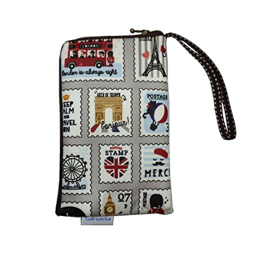 Image of Taianda Women Phone Wristlet Wallet Pouch, Dual Slots (Stamp Pattern Gray)