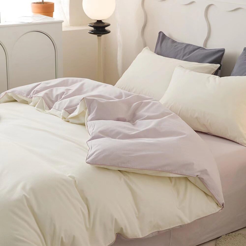 Parure de lit pour lit simple confortable et draps de lit blanc et violet
