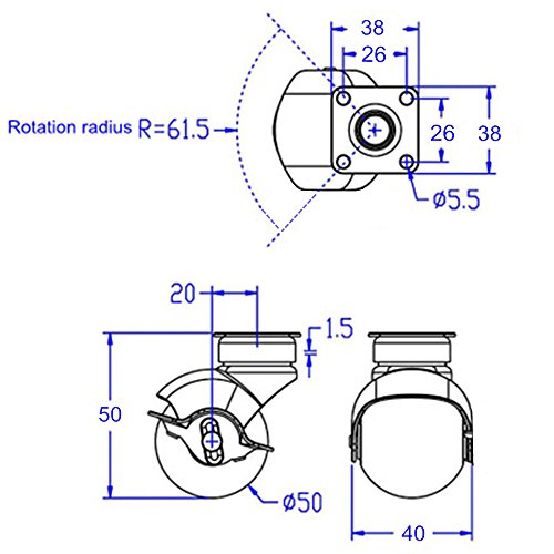 Swet Ball Caster Wheel [Set Of 4] For Furniture [1.5 Inch], Antique Swivel Caster With Top Plate [360 Degree Rotated] [Smooth And Quite] [Ball Bearing] [Polyurethane] #TOP5