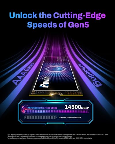 Image of BIWIN Black Opal X570 Gen5 SSD 1TB, M.2 2280 PCIe 5.0 NVMe 2.0, Up to 14500 MB /s, Directstorage Compatible Internal PC Solid State Drive for Laptop, Desktop - BX570NN01TB-RGX