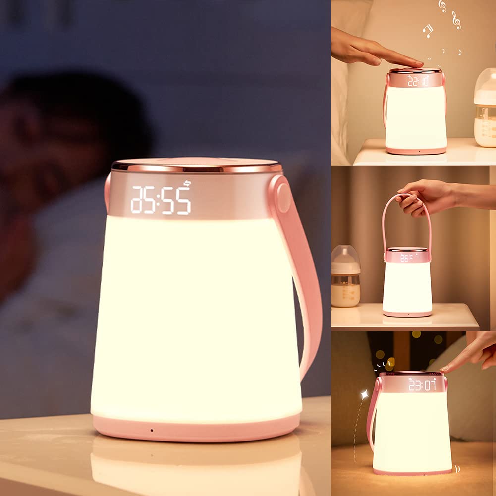 Comodino Luce Notturna Ampia Gamma Di Applicazioni Per La Camera Del Bambino, Luce Notturna Con Sveglia, Lampada Ricaricabile USB Per Camera