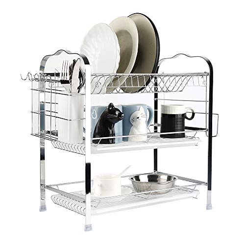 MUPAI Égouttoir à Vaisselle en Acier Inoxydable Tripler, Cuisine (3 étages, 42*25*41cm)