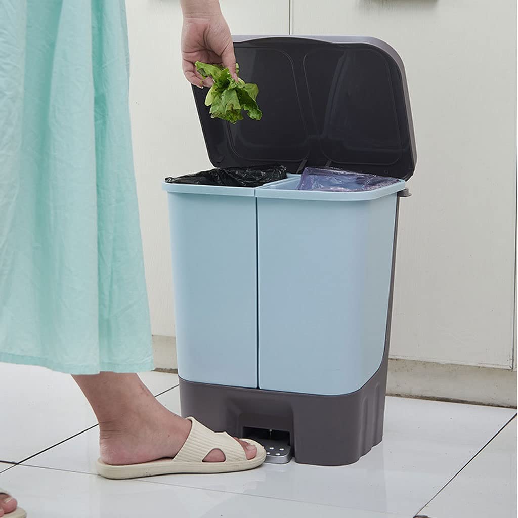 Cubo Basura Casa Bote de Basura al Aire Libre con Tapa, Papelera Pedal rectángulo Rectangular Bote Reciclaje for Cocina jardín Patio Interior Papelera Reciclaje(A)