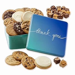 Mrs. Fields – Give Thanks Combo Cookie Tin, Assorted with 16 Original Cookies, 18 Brownie Bites and 3 Hand-Frosted Cookies (37 count)