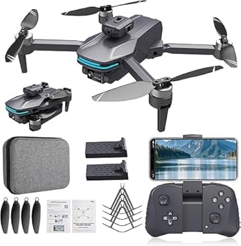 4K Camera Drone with Foldable Design, Dual Adjustable Lenses, Brushless Motors, Obstacle Avoidance, Altitude Hold, One-Touch Takeoff, Headless Mode, 2 Batteries, Storage Case Included