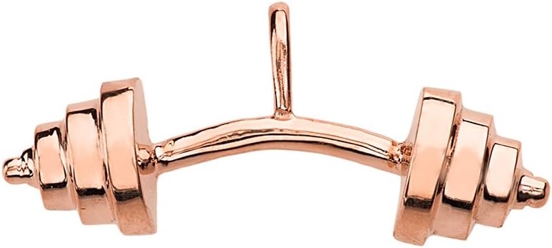 10K or 14K Yellow, White, or Rose Gold Weightlifting Curved Barbell Sports Pendant - Choice of Metal